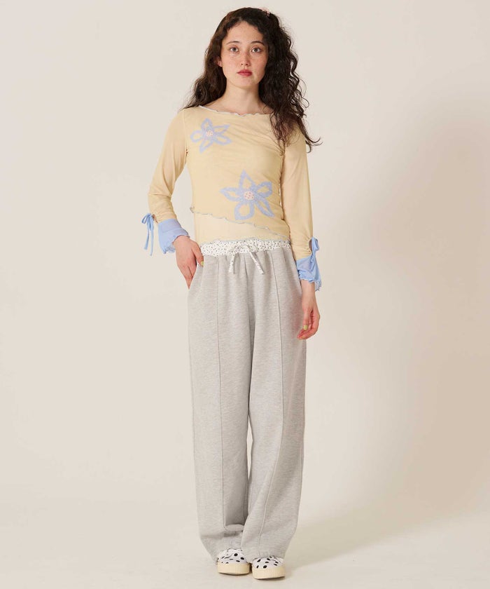 カットソー/ロンT/花柄/フラワープリント バイカラー カットソー TINA：JOJUN