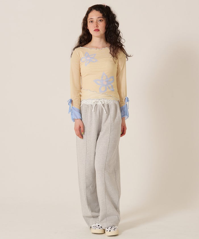 カットソー/ロンT/花柄/フラワープリント バイカラー カットソー TINA：JOJUN