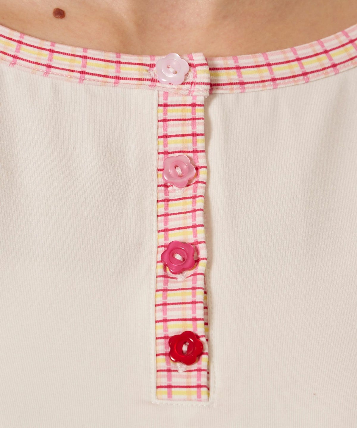 フラワーボタン/ヘンリーネック/ロンT/７分袖