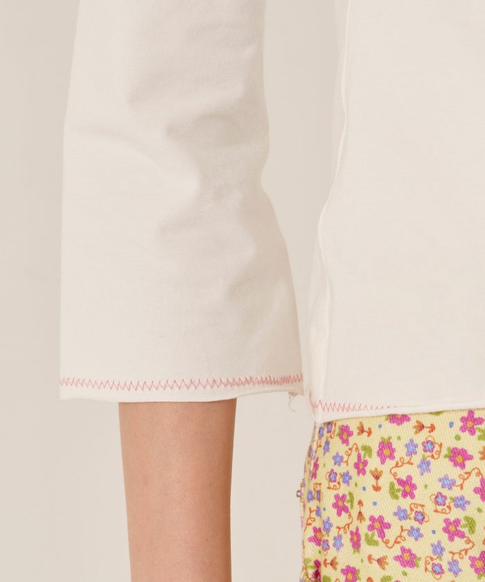 フラワーボタン/ヘンリーネック/ロンT/７分袖