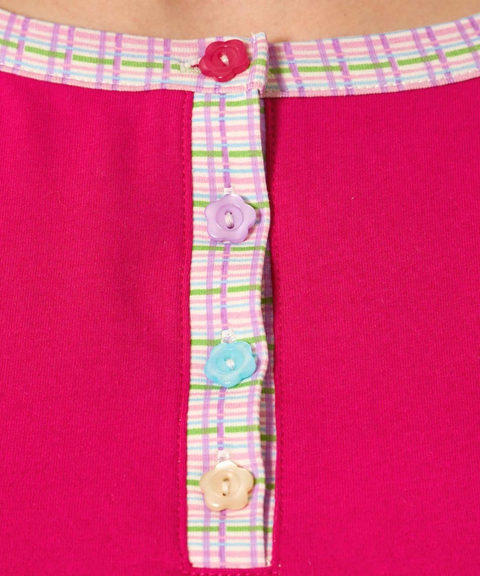 フラワーボタン/ヘンリーネック/ロンT/７分袖