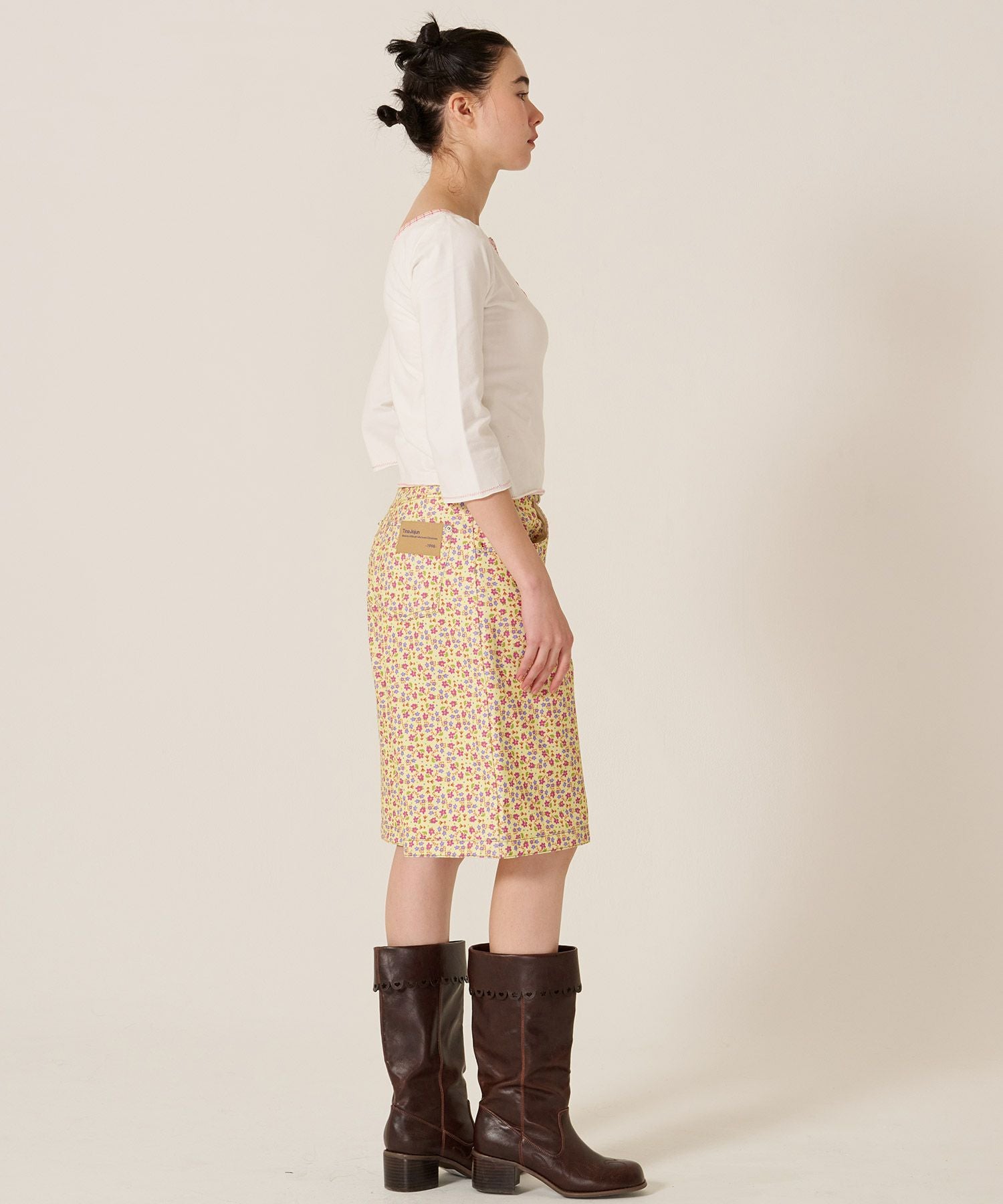 Early-Summer-SALE フラワーボタン ヘンリーネック カットソー TINA