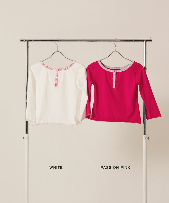 フラワーボタン/ヘンリーネック/ロンT/７分袖