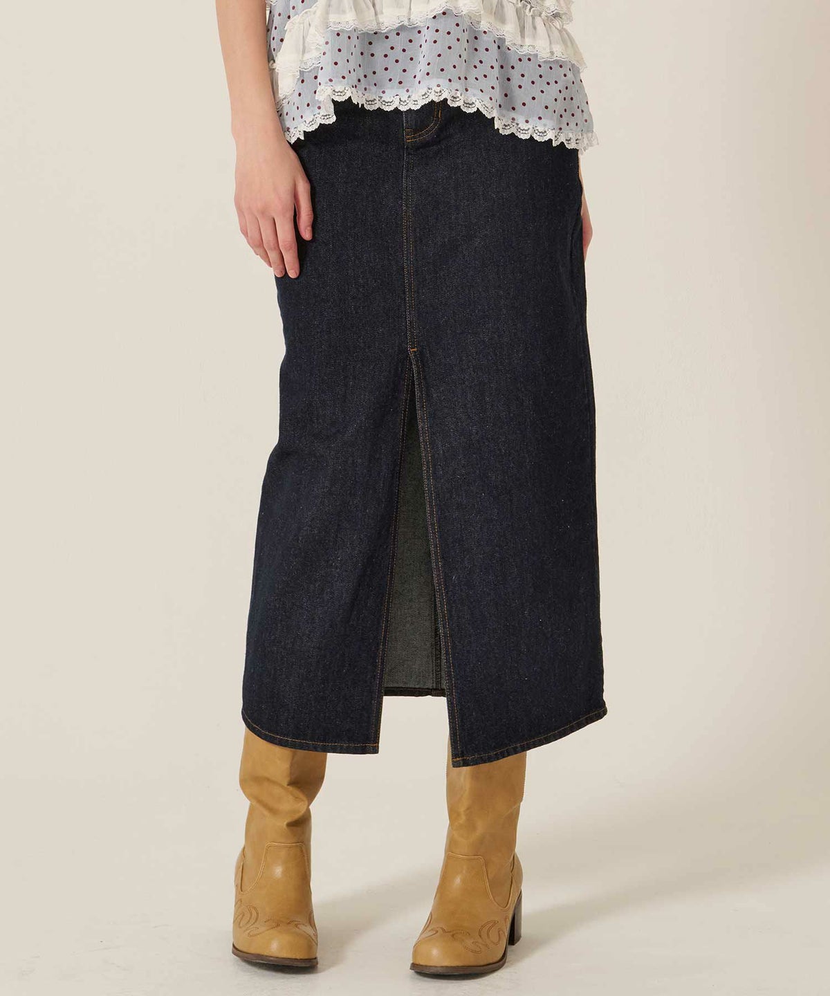 デニム/ロング/スカート/フラワー