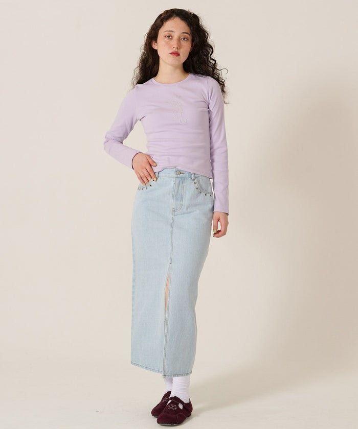 デニム/ロング/スカート/フラワー