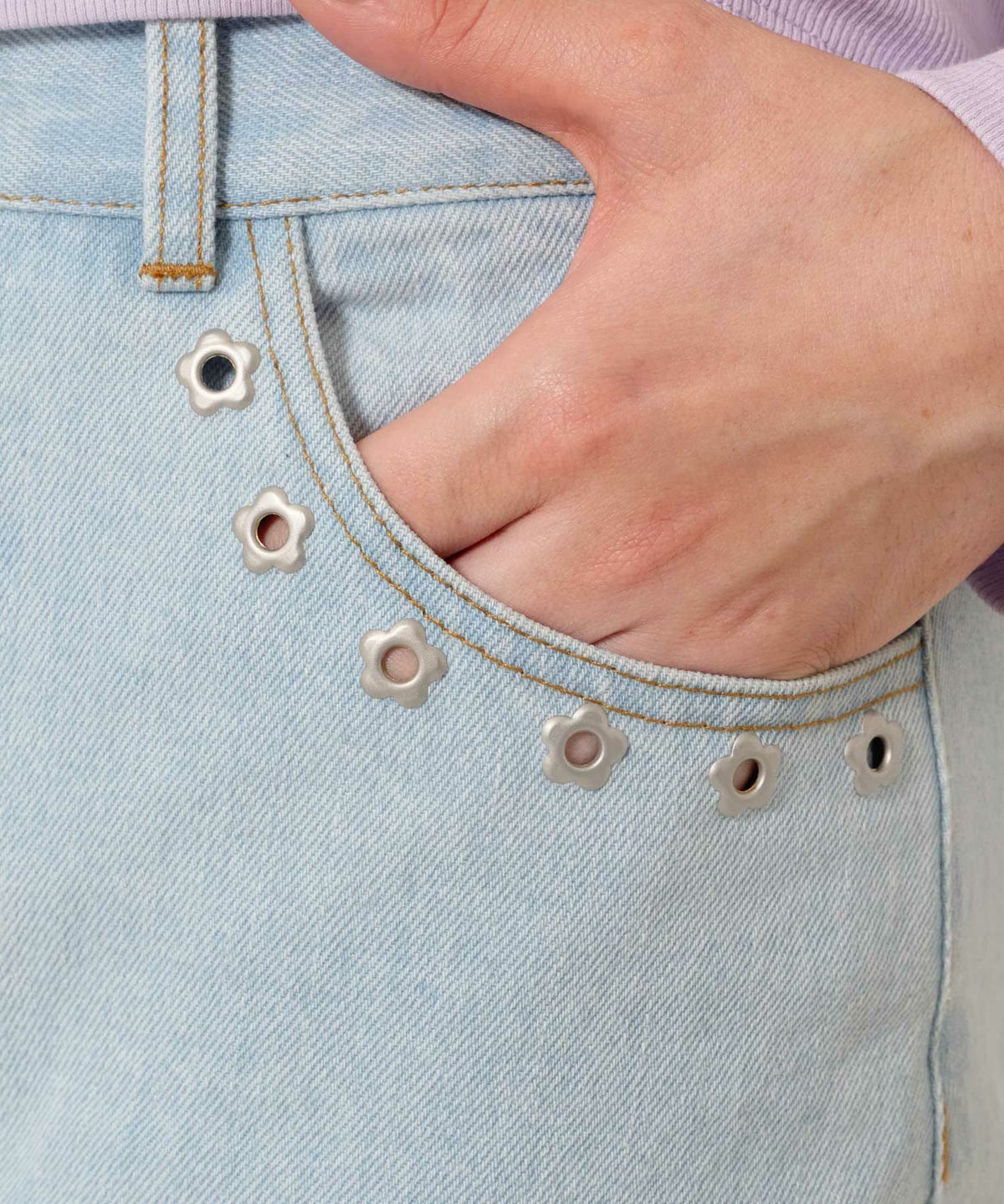 デニム/ロング/スカート/フラワー