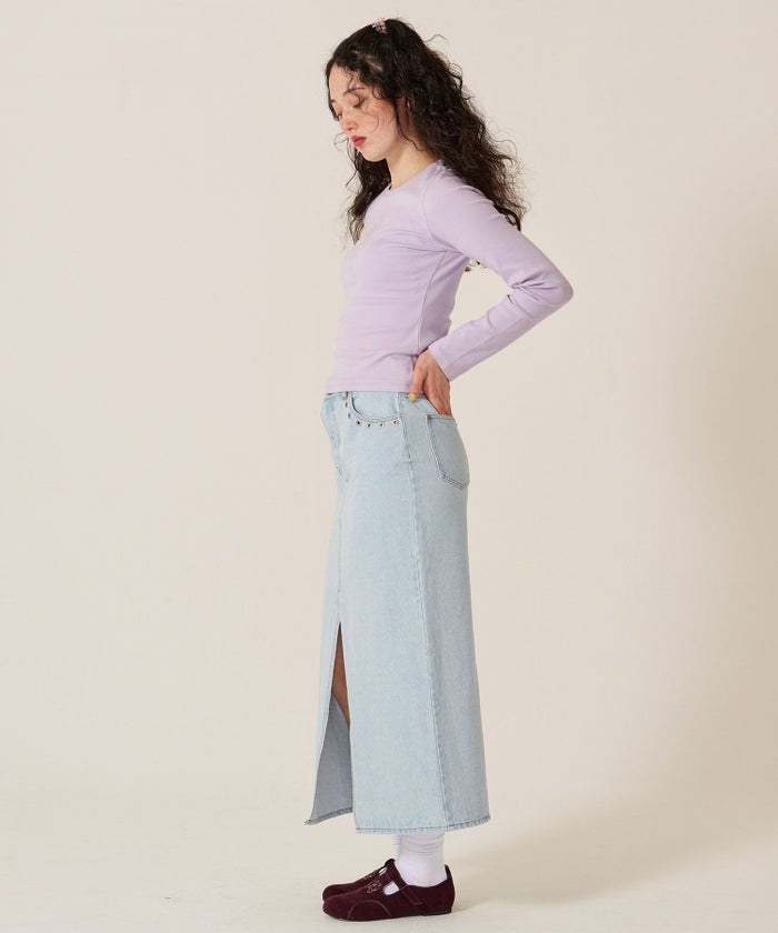 デニム/ロング/スカート/フラワー