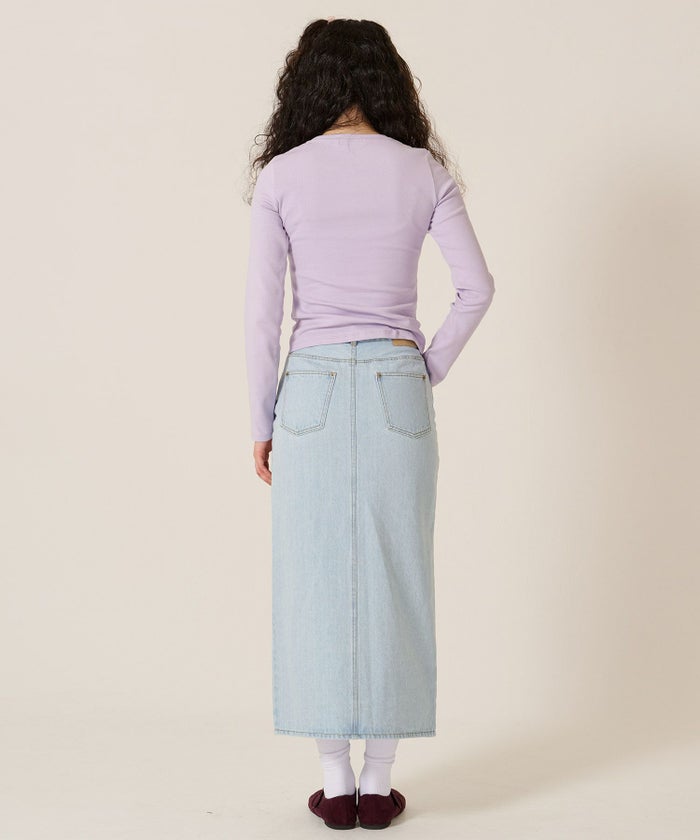 デニム/ロング/スカート/フラワー