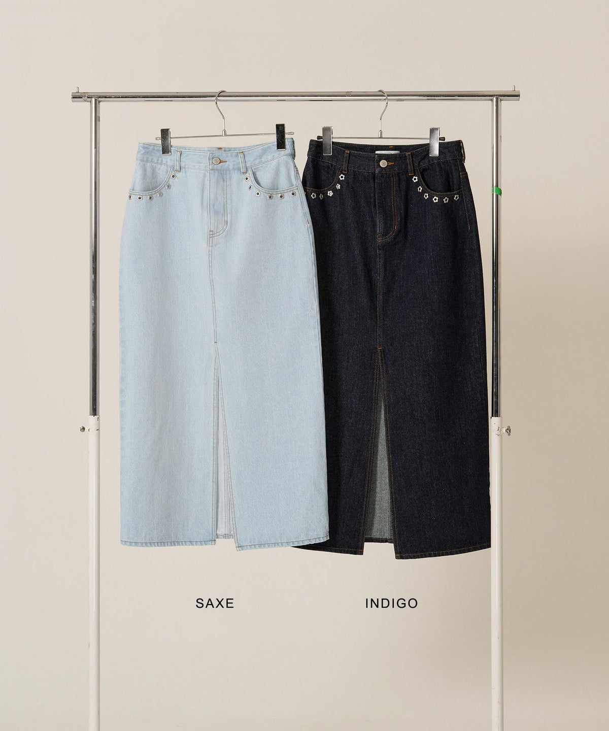 デニム/ロング/スカート/フラワー