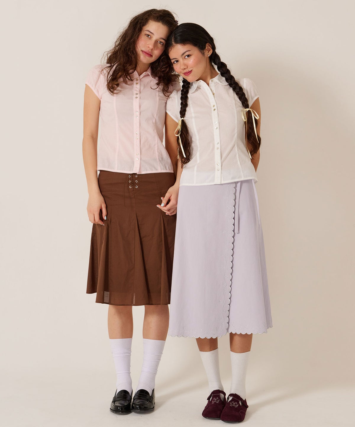 スカート/巻きスカート/刺繍/ラメ スカラップ ラップスカート TINA：JOJUN