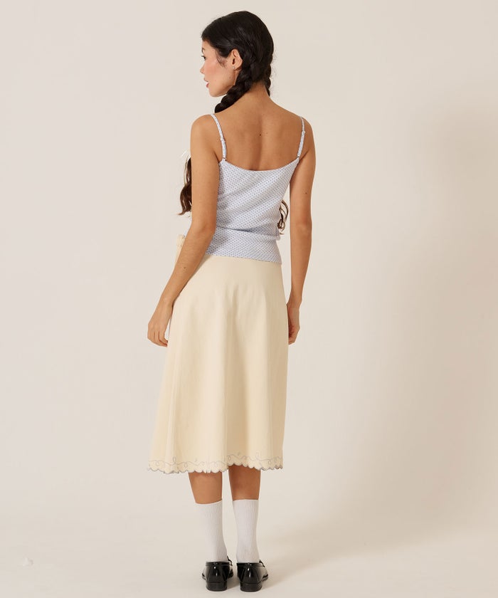 スカート/巻きスカート/刺繍/ラメ スカラップ ラップスカート TINA：JOJUN