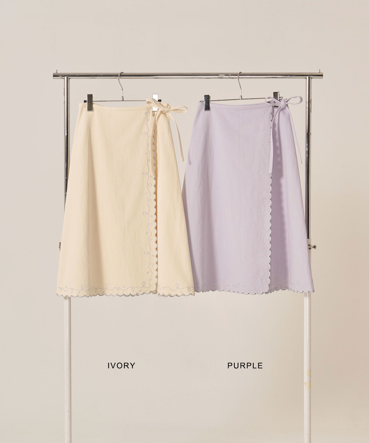 SUMMER SALE ラメ スカラップ ラップスカート TINA：JOJUN 全2色