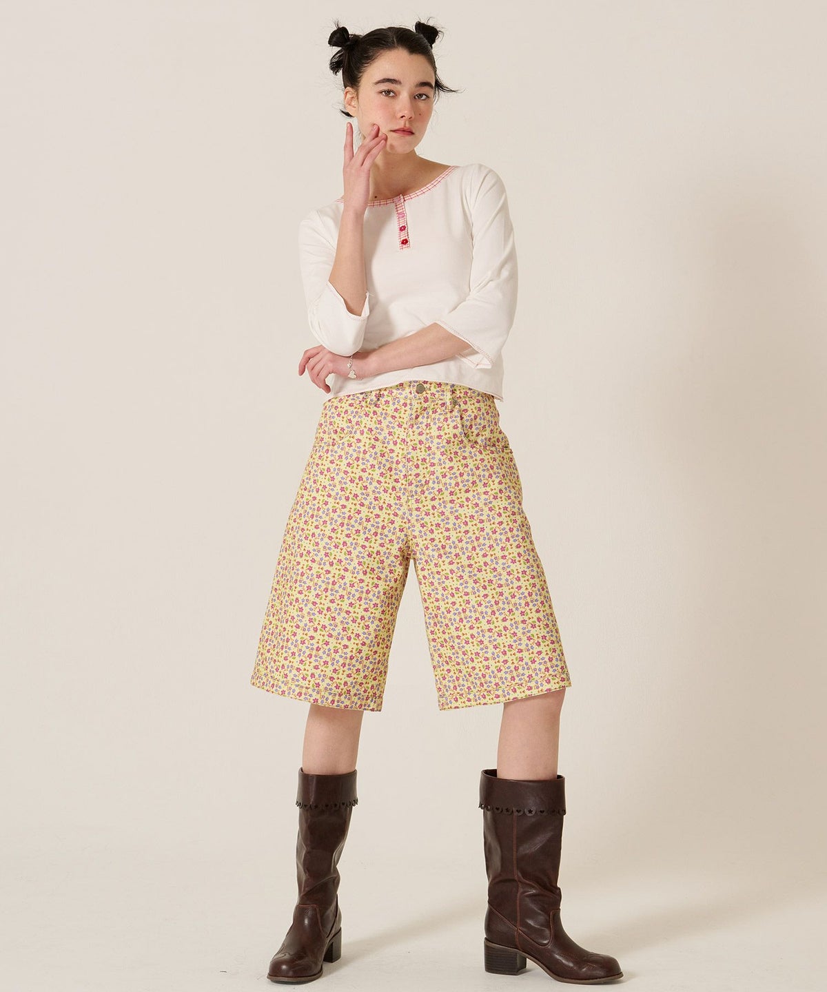 ハーフパンツ/花柄/カラーパンツ