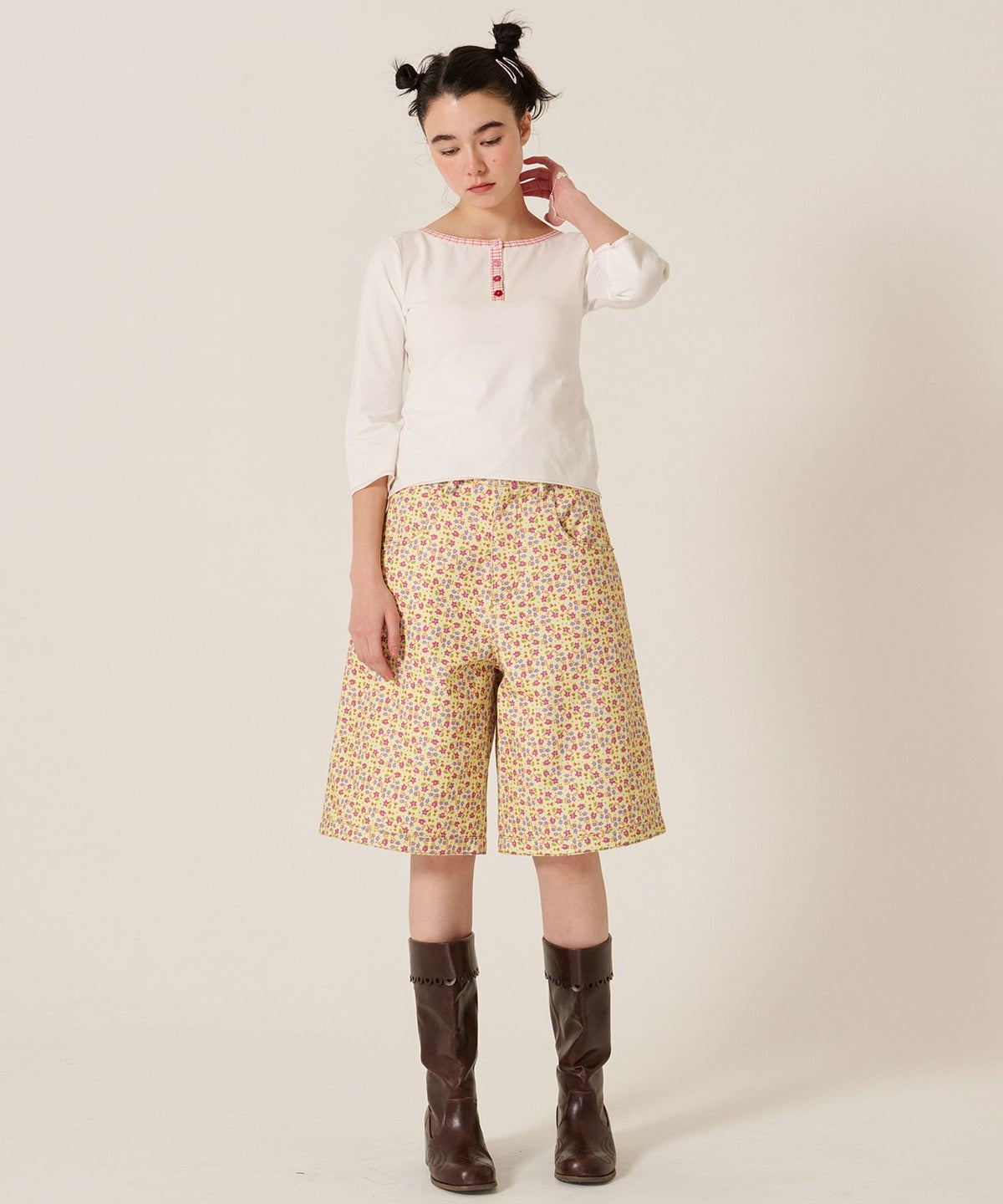 ハーフパンツ/花柄/カラーパンツ