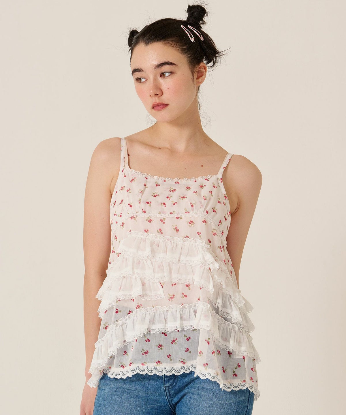 フリル/」チュニック/キャミ/花柄