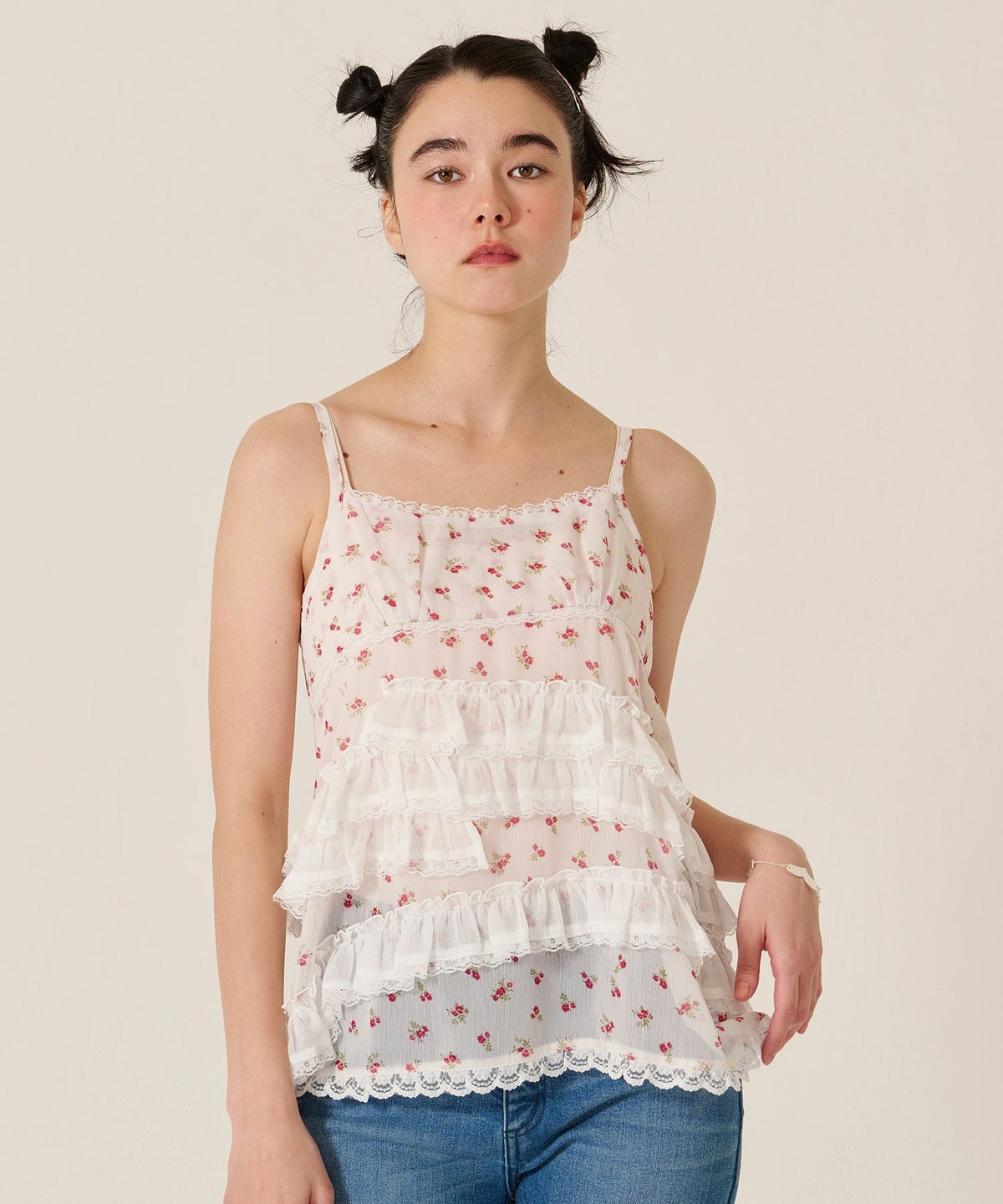 フリル/」チュニック/キャミ/花柄