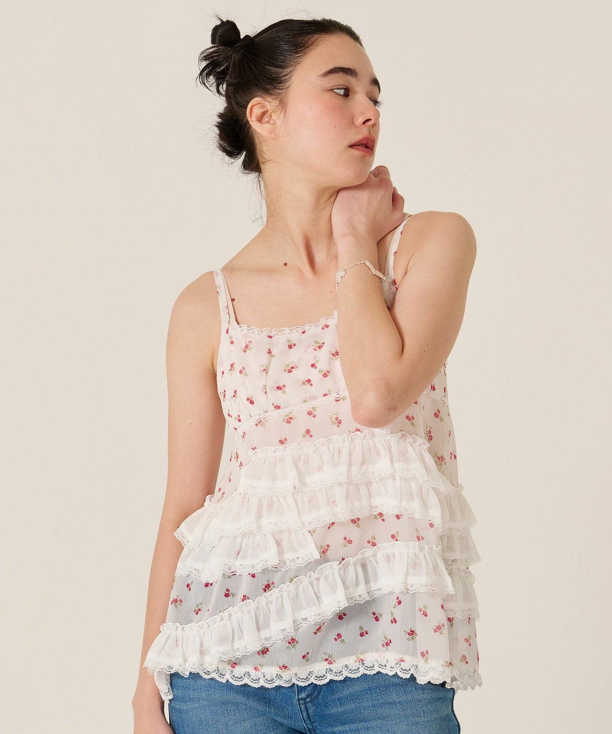 フリル/」チュニック/キャミ/花柄