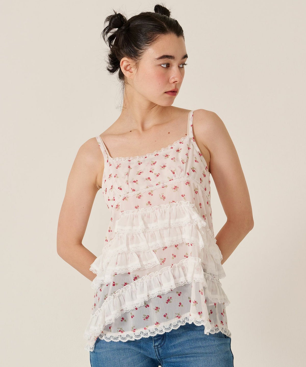 フリル/」チュニック/キャミ/花柄