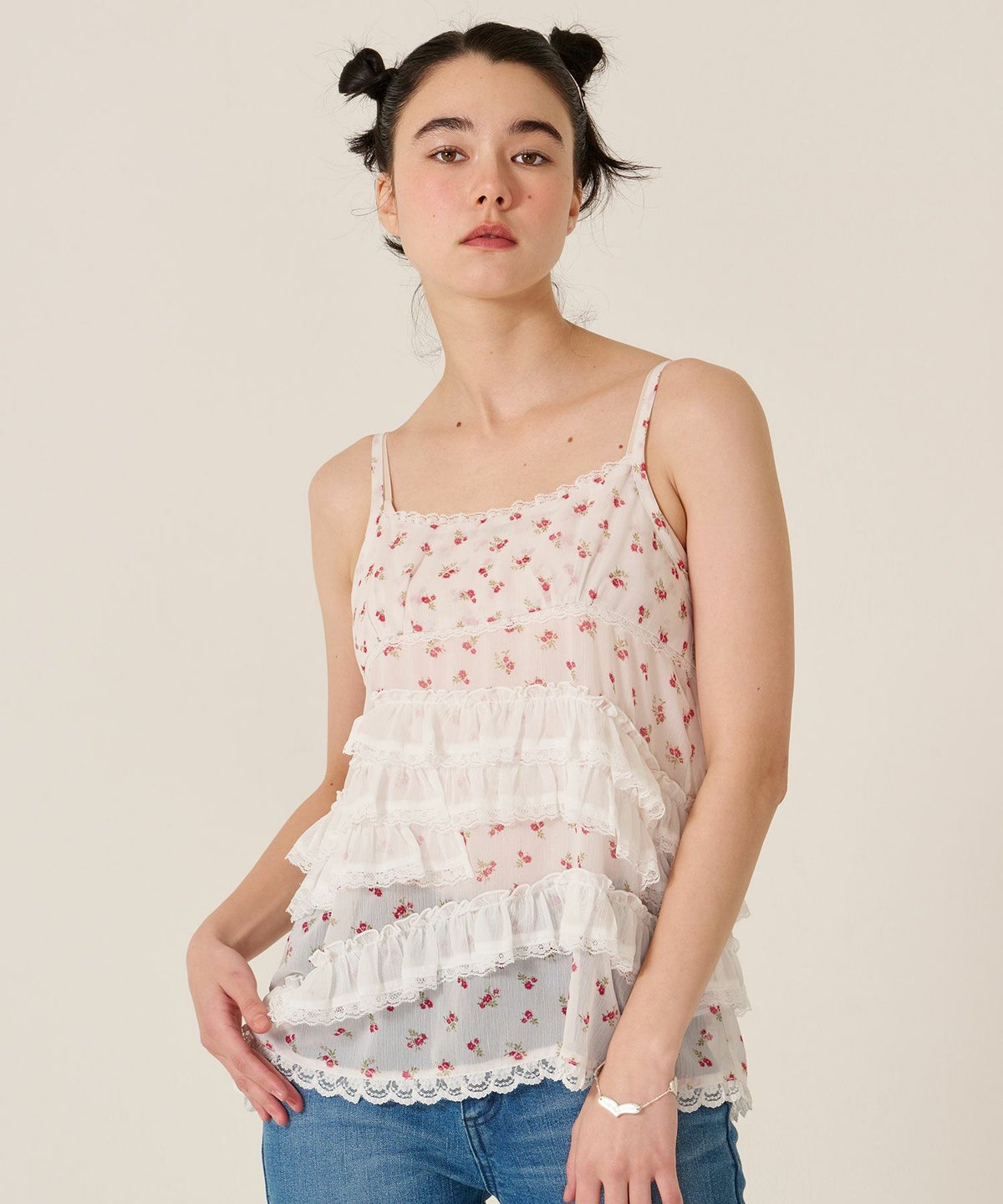 フリル/」チュニック/キャミ/花柄