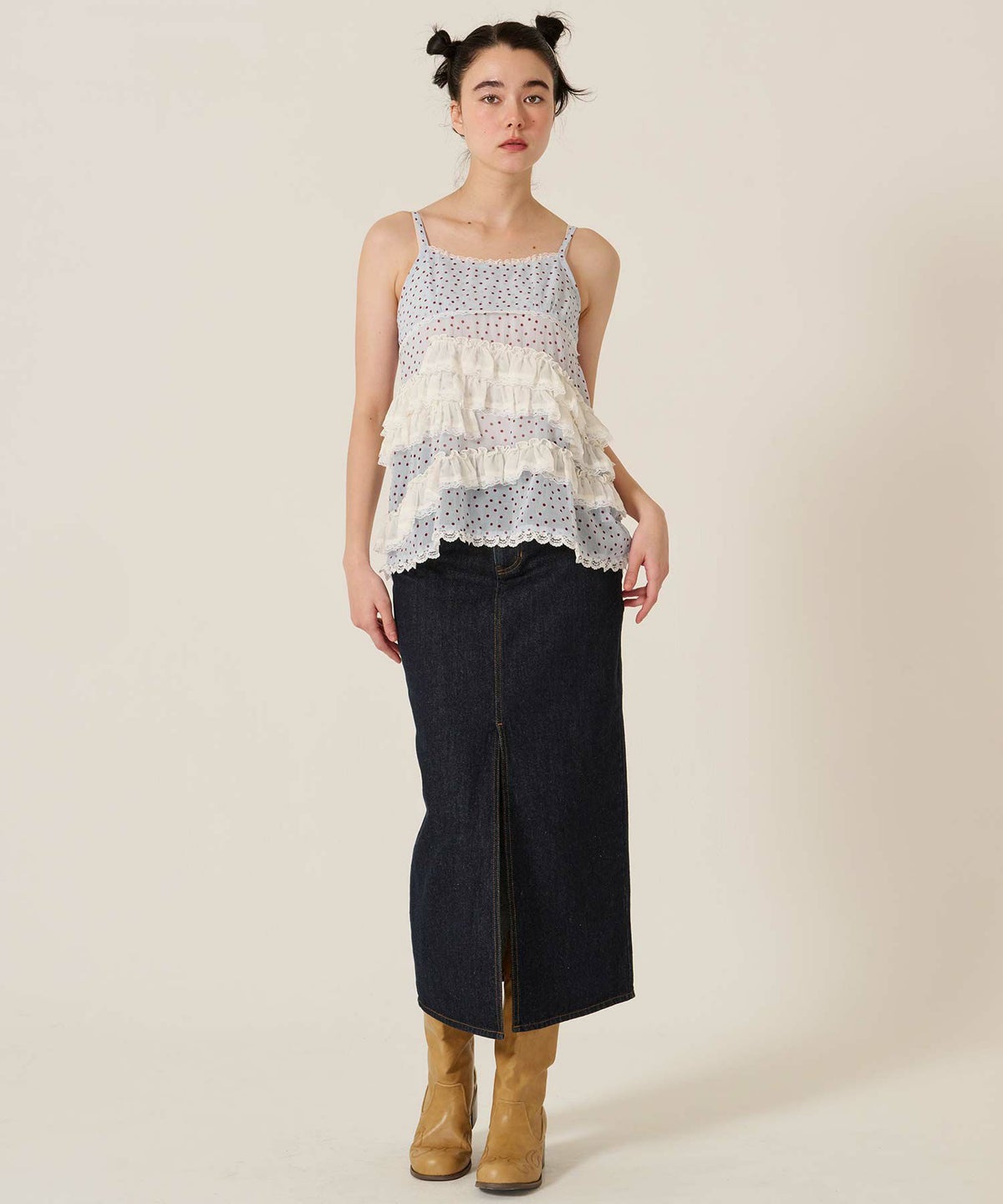 フリル/」チュニック/キャミ/ドット