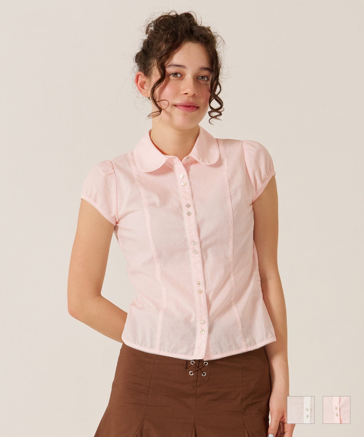 トップス/シャツ/ブラウス/コンパクト キャップスリーブ ブラウス TINA：JOJUN