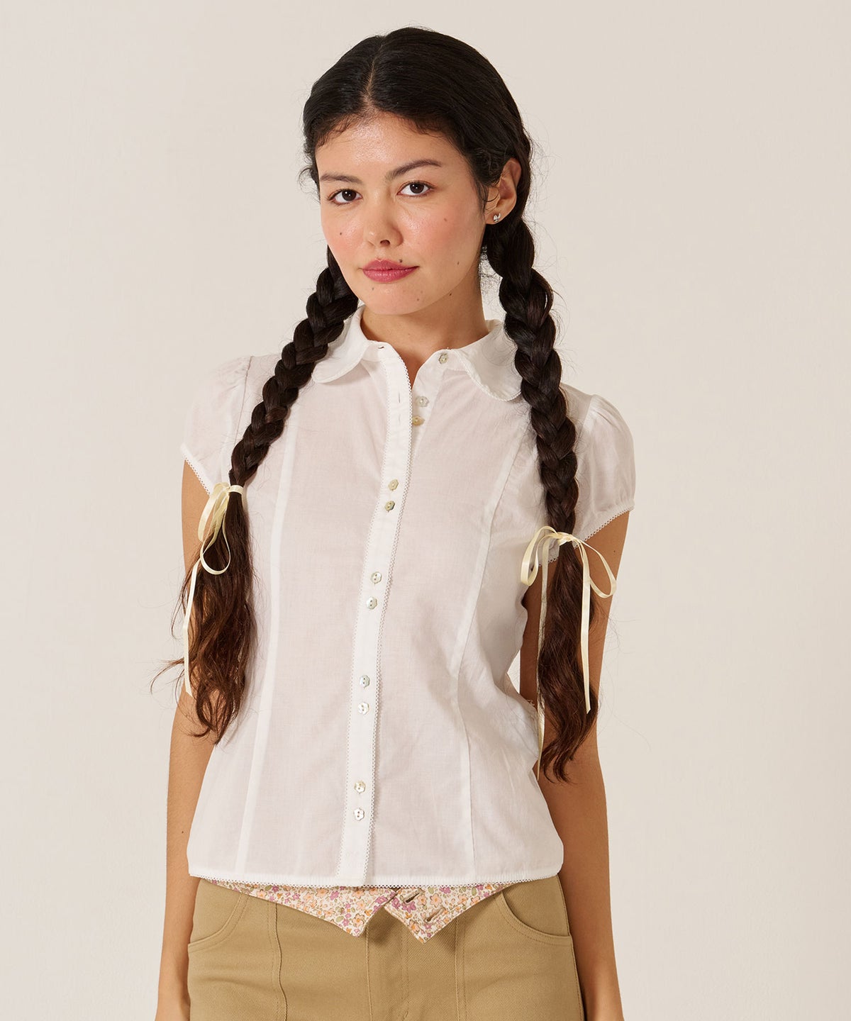 トップス/シャツ/ブラウス/コンパクト キャップスリーブ ブラウス TINA：JOJUN