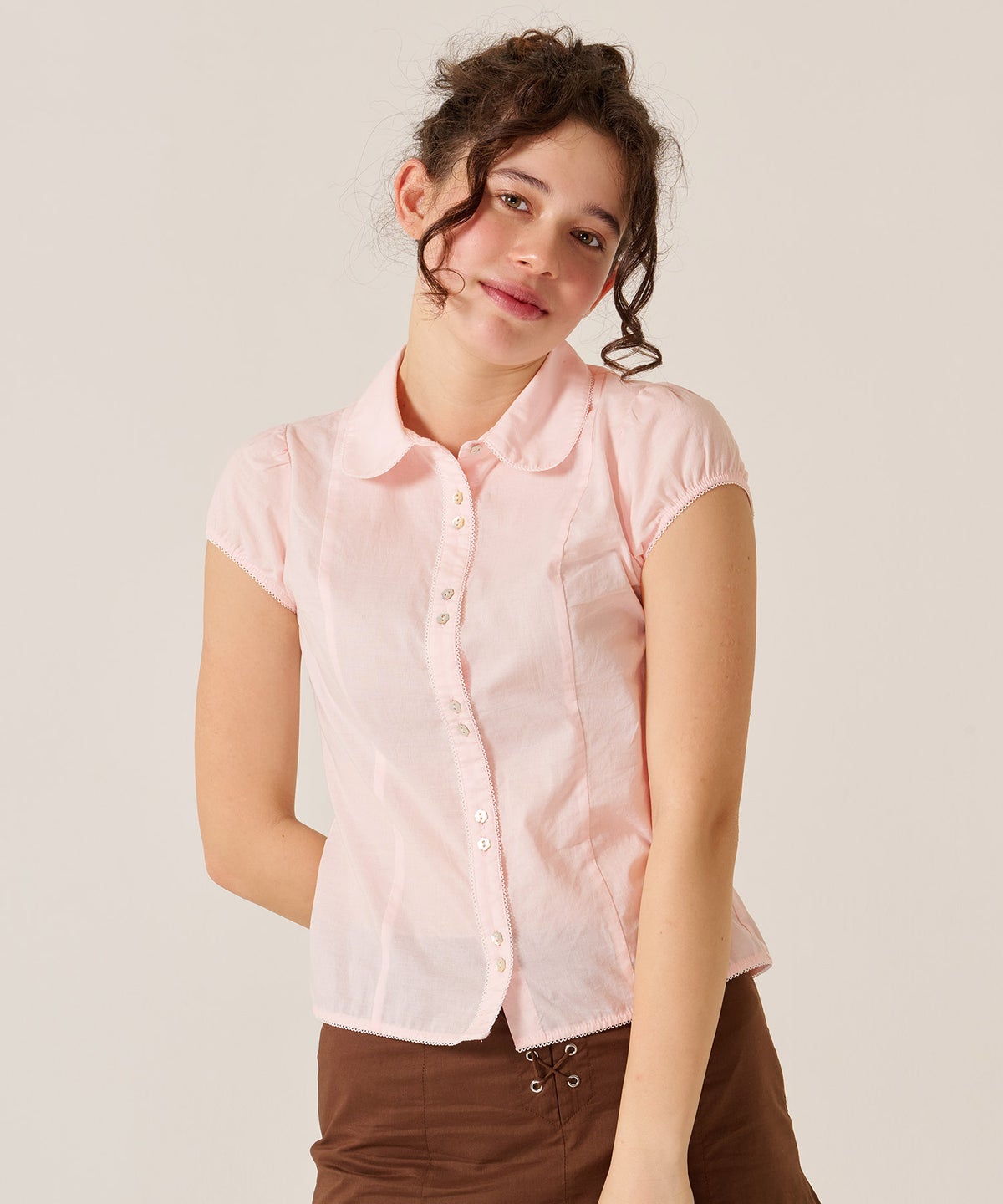 トップス/シャツ/ブラウス/コンパクト キャップスリーブ ブラウス TINA：JOJUN