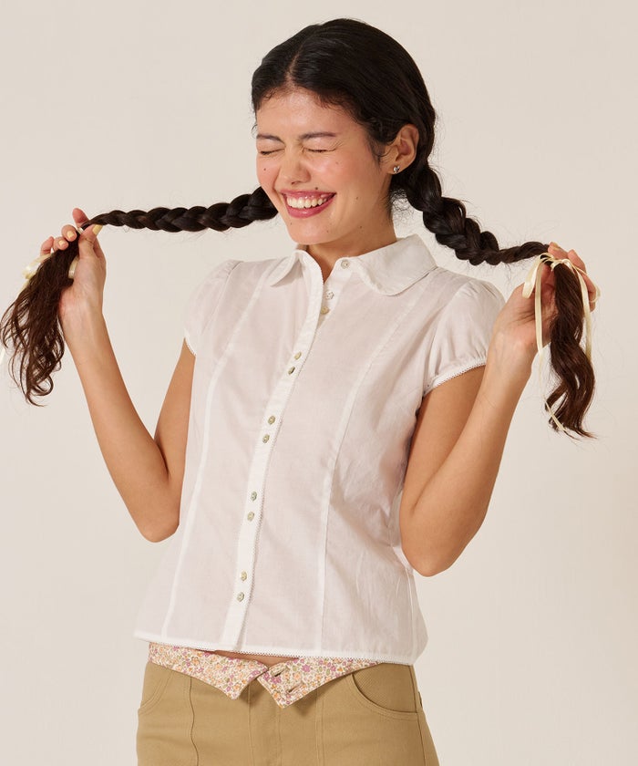 トップス/シャツ/ブラウス/コンパクト キャップスリーブ ブラウス TINA：JOJUN