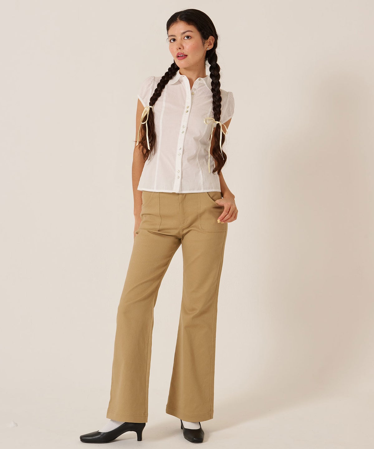 トップス/シャツ/ブラウス/コンパクト キャップスリーブ ブラウス TINA：JOJUN