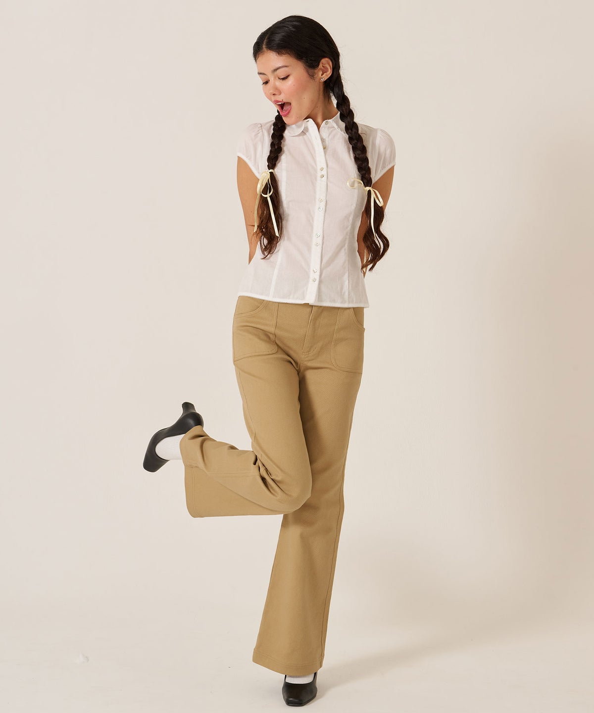 トップス/シャツ/ブラウス/コンパクト キャップスリーブ ブラウス TINA：JOJUN