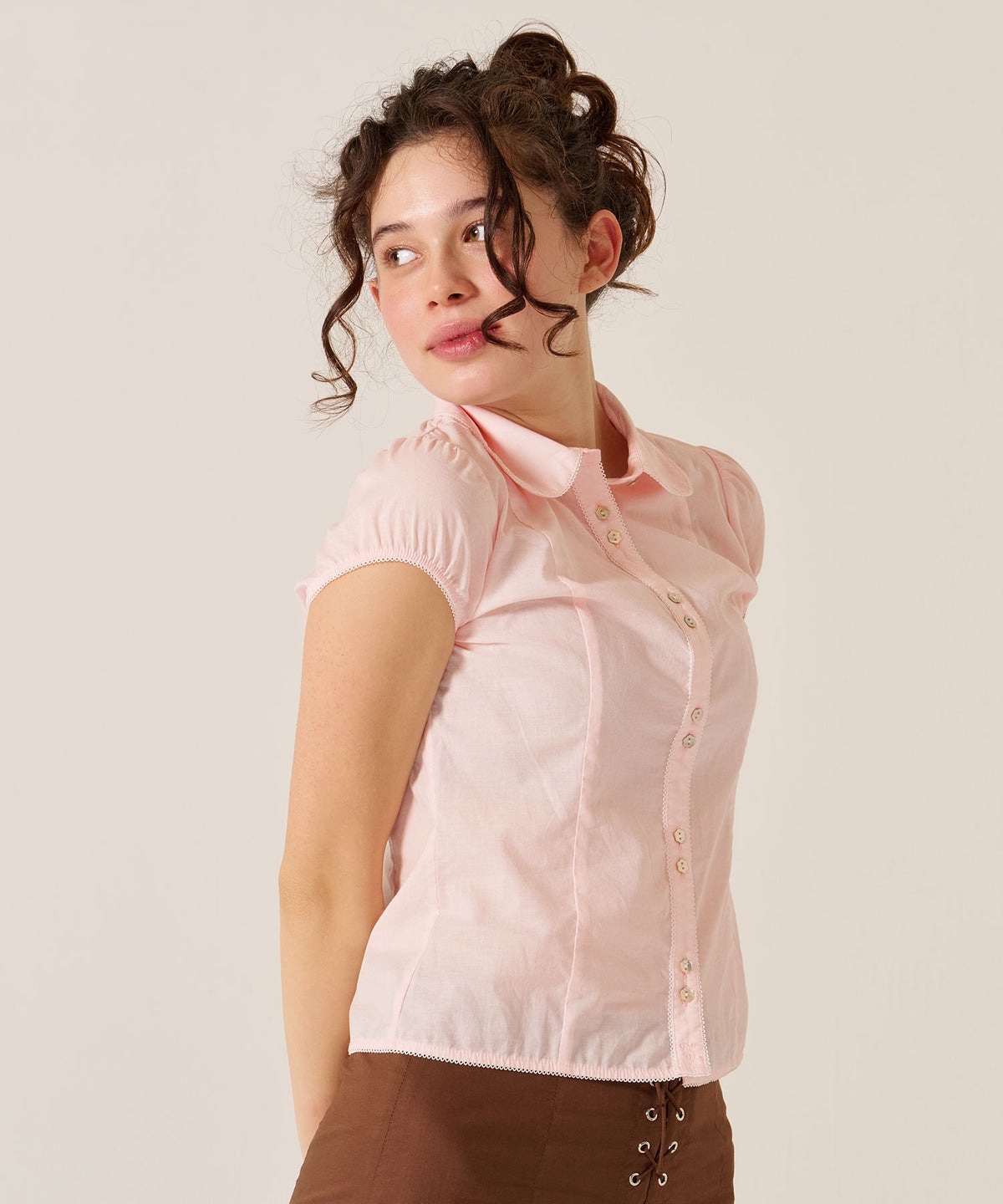 トップス/シャツ/ブラウス/コンパクト キャップスリーブ ブラウス TINA：JOJUN