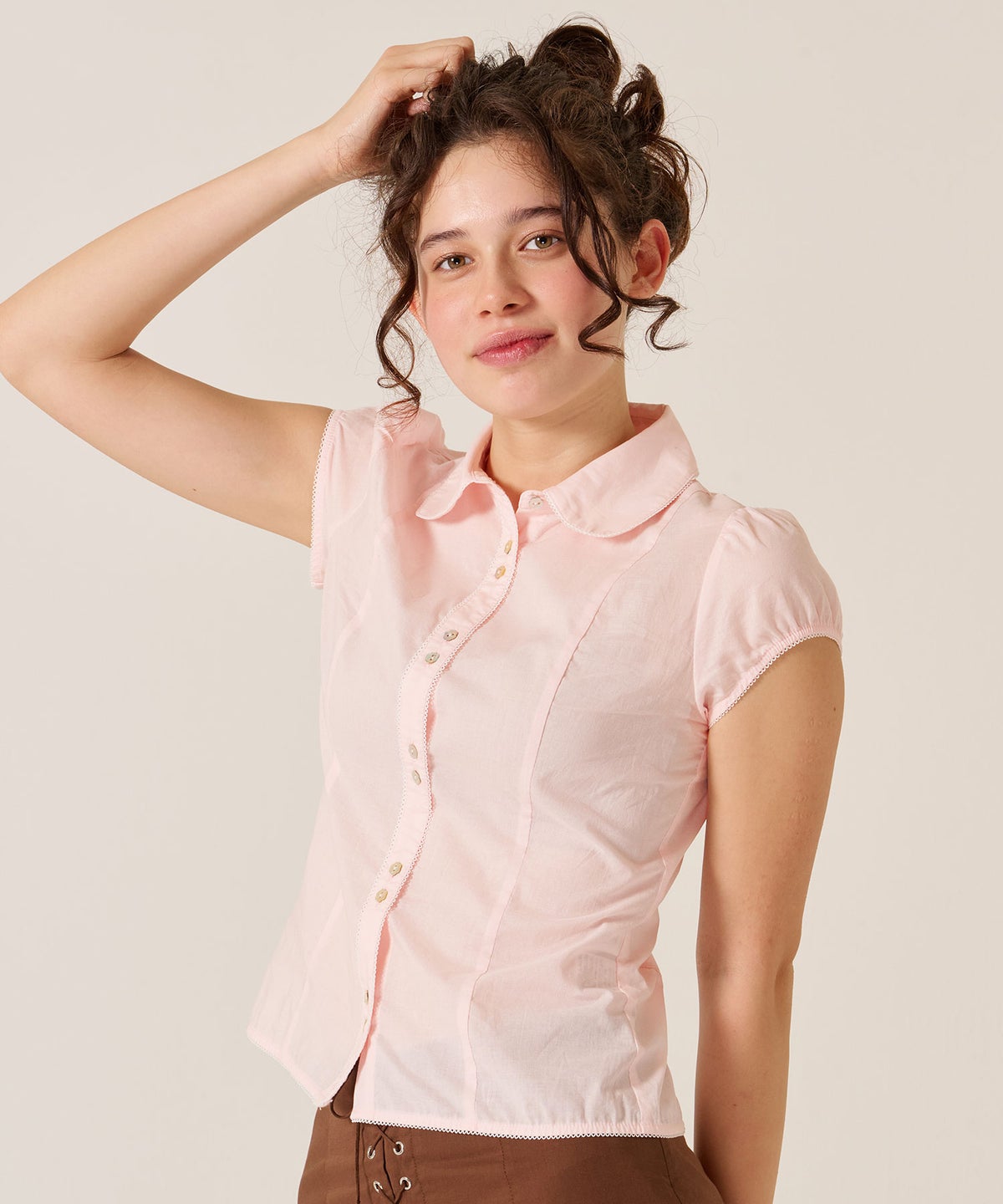 トップス/シャツ/ブラウス/コンパクト キャップスリーブ ブラウス TINA：JOJUN