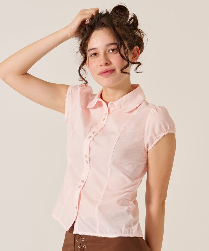 トップス/シャツ/ブラウス/コンパクト キャップスリーブ ブラウス TINA：JOJUN