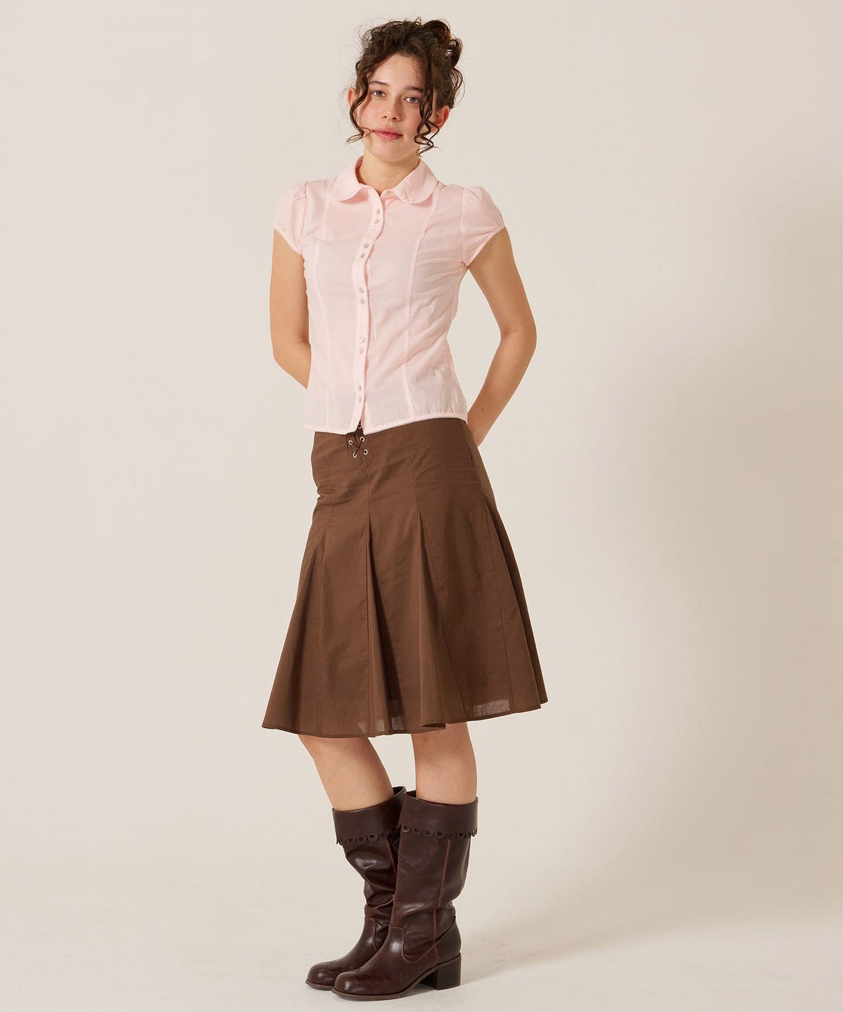 トップス/シャツ/ブラウス/コンパクト キャップスリーブ ブラウス TINA：JOJUN