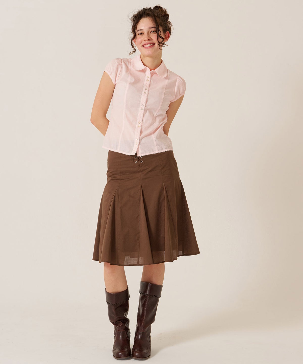 トップス/シャツ/ブラウス/コンパクト キャップスリーブ ブラウス TINA：JOJUN