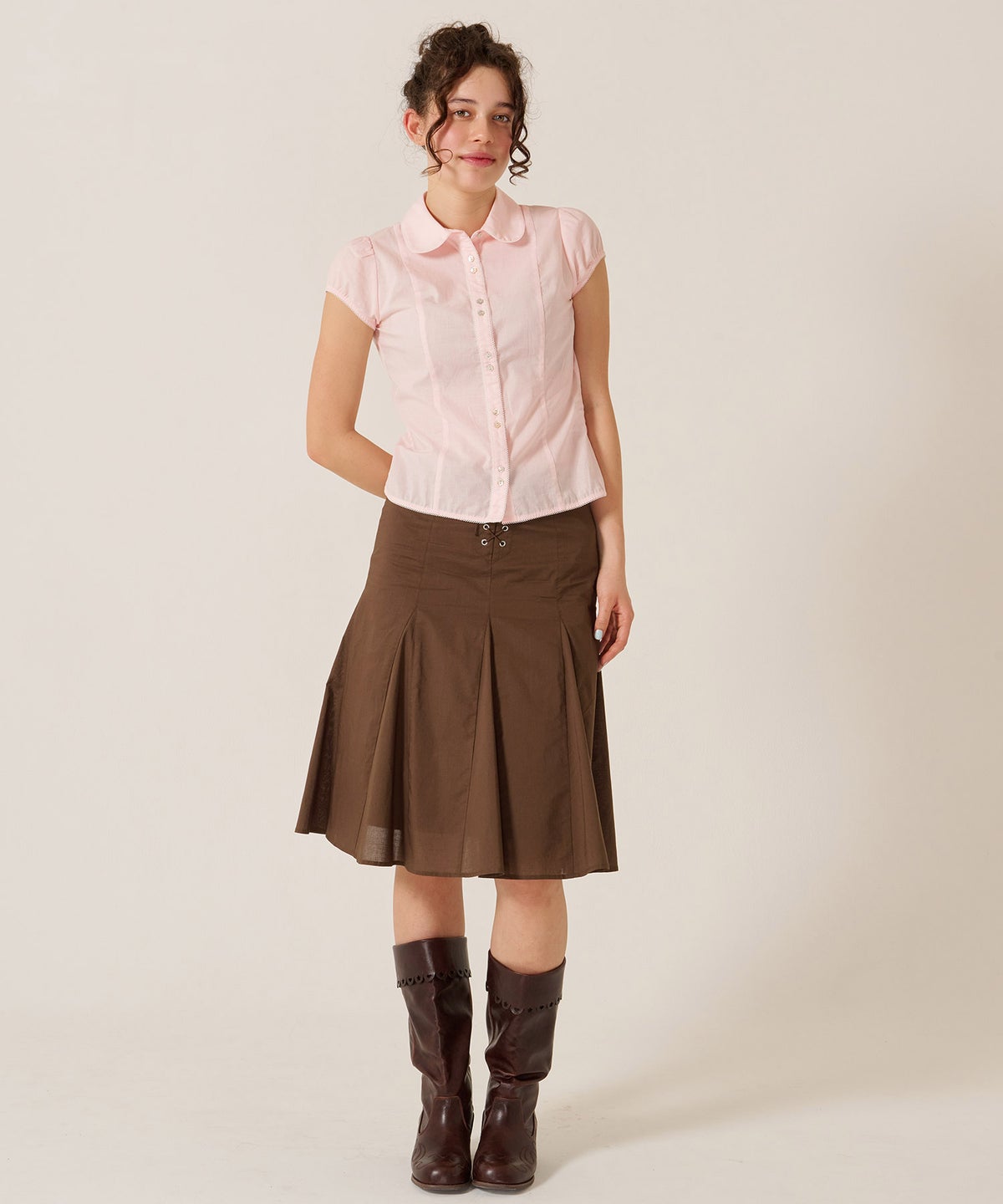 トップス/シャツ/ブラウス/コンパクト キャップスリーブ ブラウス TINA：JOJUN