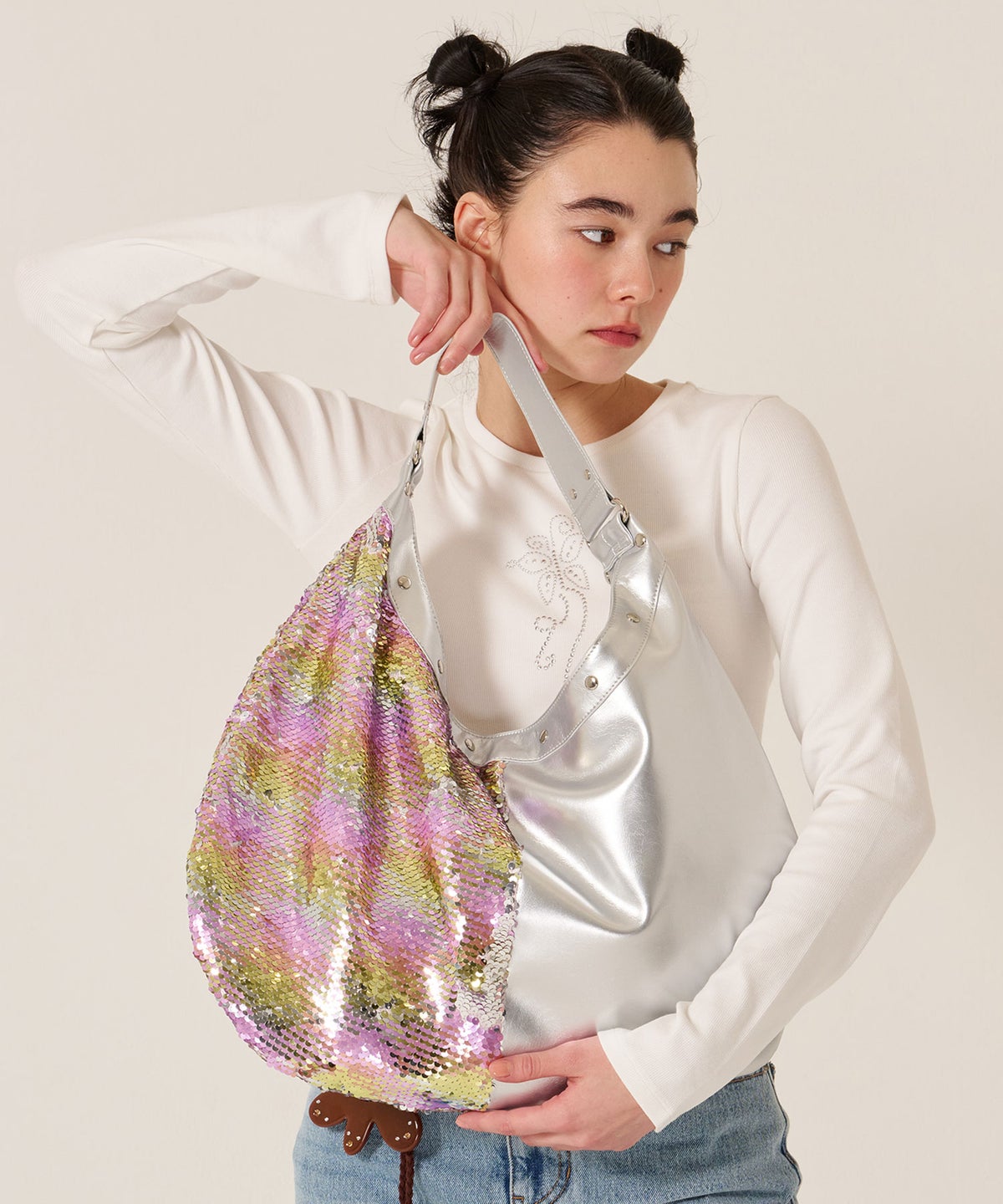 スパンコール/バッグ/キラキラ/ハーフ スパンコール ラウンドバッグ TINA：JOJUN