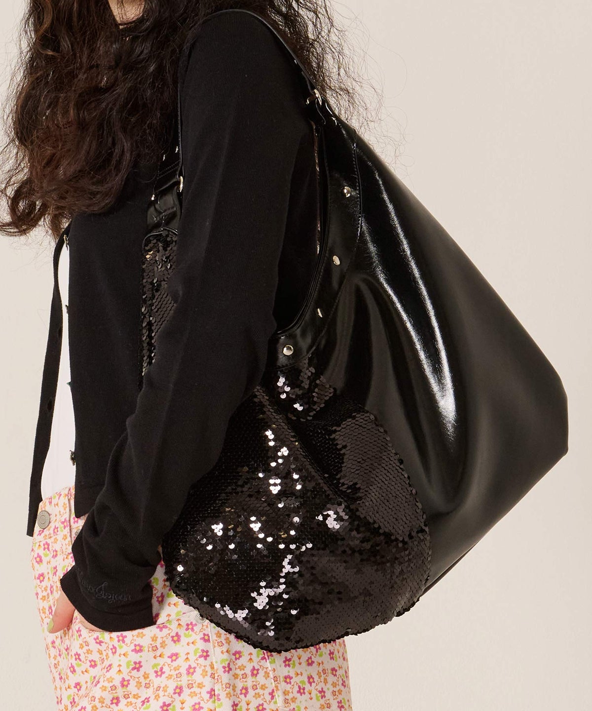 スパンコール/バッグ/キラキラ/ハーフ スパンコール ラウンドバッグ TINA：JOJUN