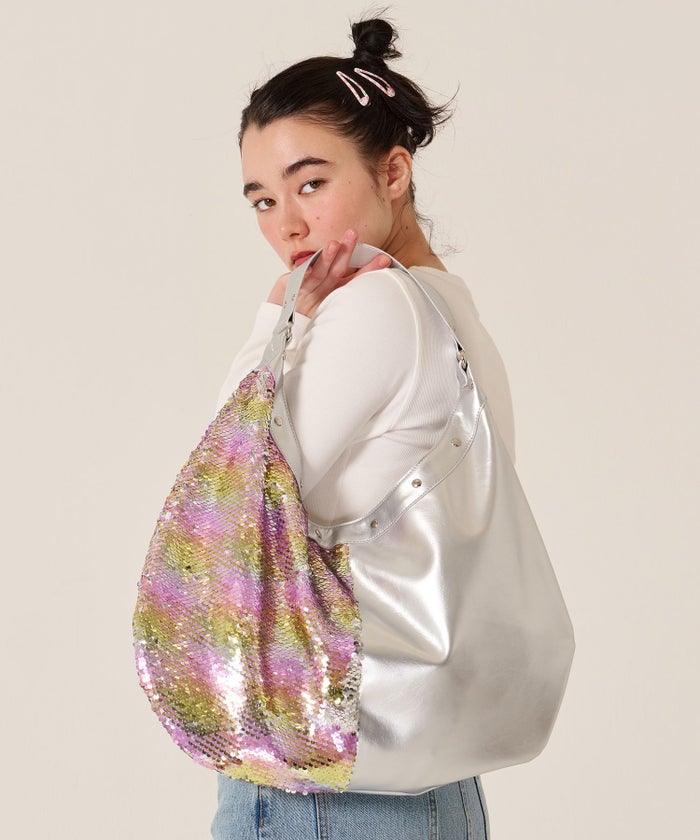 スパンコール/バッグ/キラキラ/ハーフ スパンコール ラウンドバッグ TINA：JOJUN