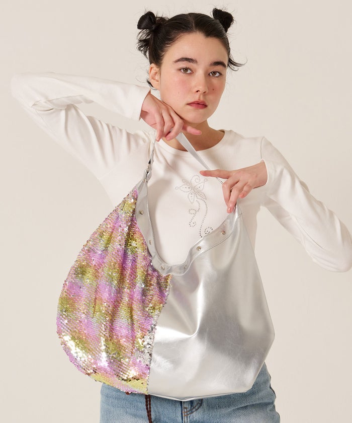 スパンコール/バッグ/キラキラ/ハーフ スパンコール ラウンドバッグ TINA：JOJUN