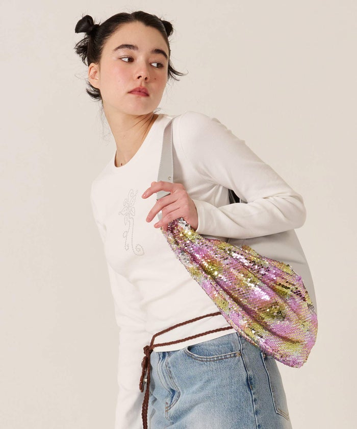 スパンコール/バッグ/キラキラ/ハーフ スパンコール ラウンドバッグ TINA：JOJUN