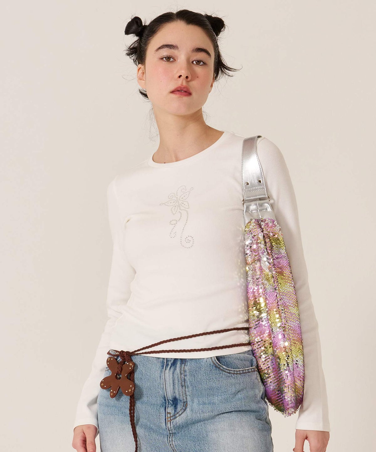 スパンコール/バッグ/キラキラ/ハーフ スパンコール ラウンドバッグ TINA：JOJUN