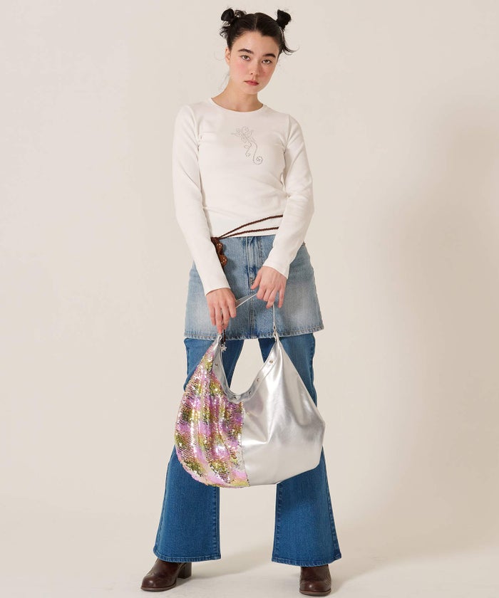 スパンコール/バッグ/キラキラ/ハーフ スパンコール ラウンドバッグ TINA：JOJUN