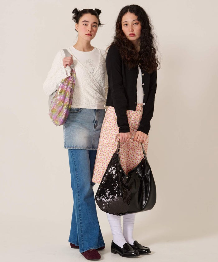 スパンコール/バッグ/キラキラ/ハーフ スパンコール ラウンドバッグ TINA：JOJUN