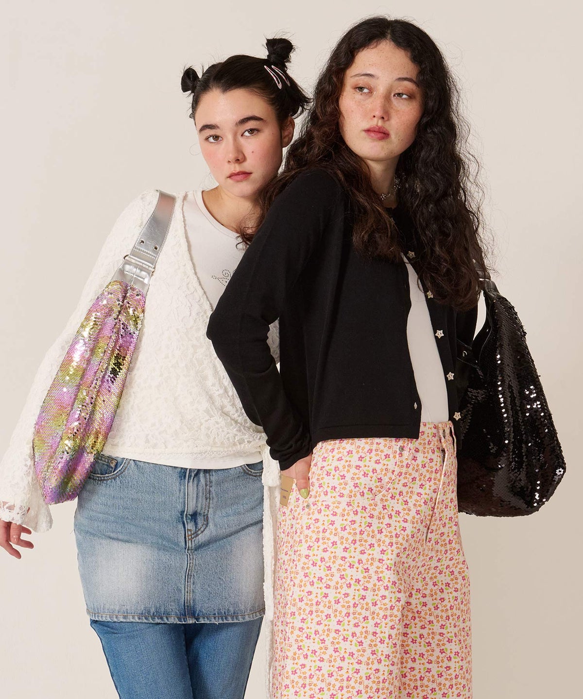 スパンコール/バッグ/キラキラ/ハーフ スパンコール ラウンドバッグ TINA：JOJUN