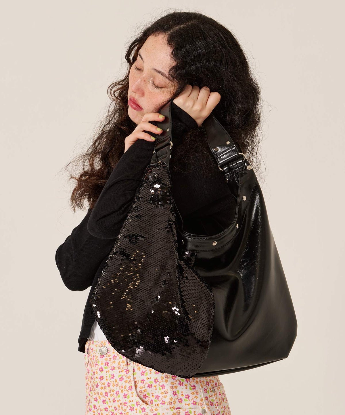 スパンコール/バッグ/キラキラ/ハーフ スパンコール ラウンドバッグ TINA：JOJUN