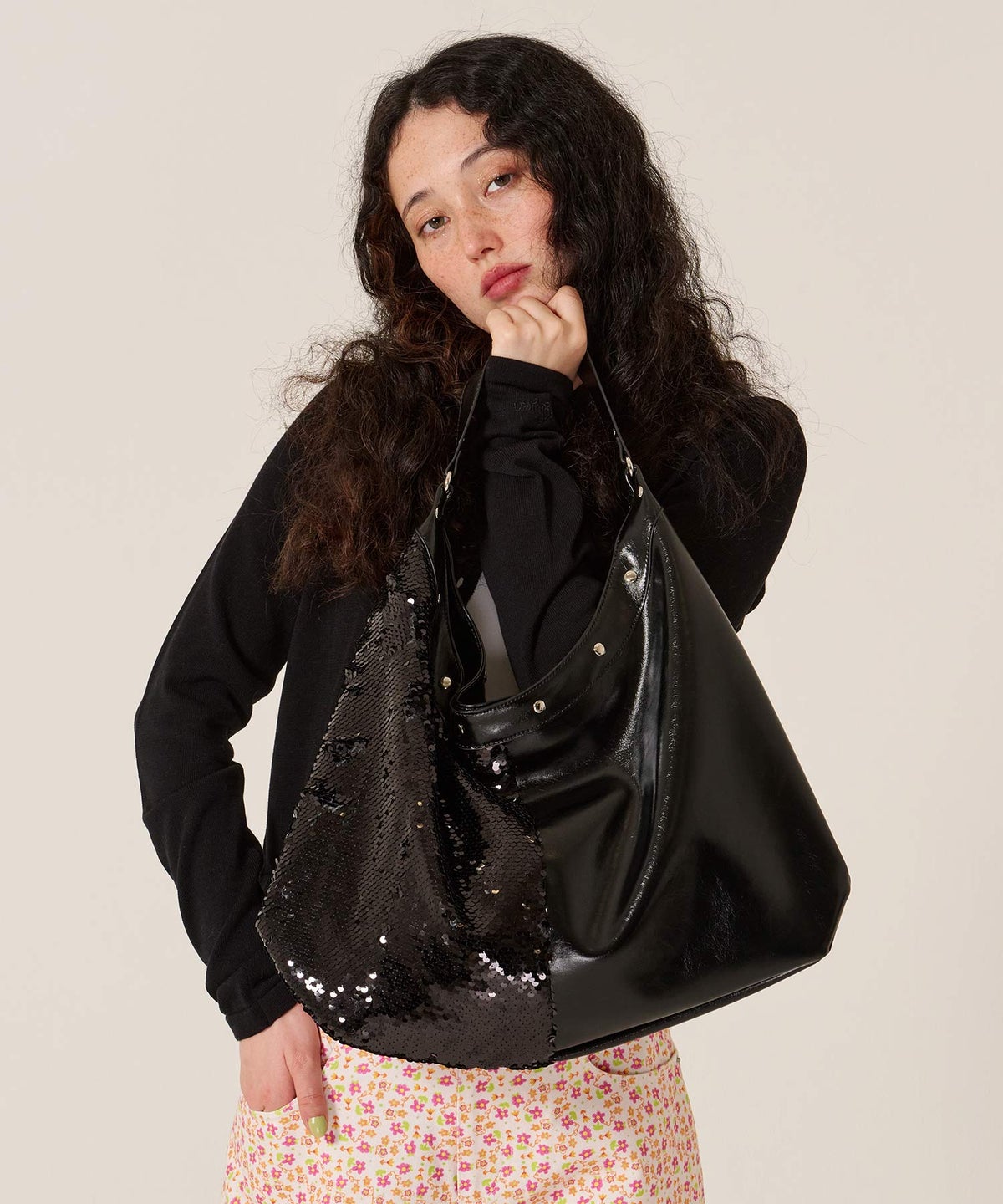 スパンコール/バッグ/キラキラ/ハーフ スパンコール ラウンドバッグ TINA：JOJUN