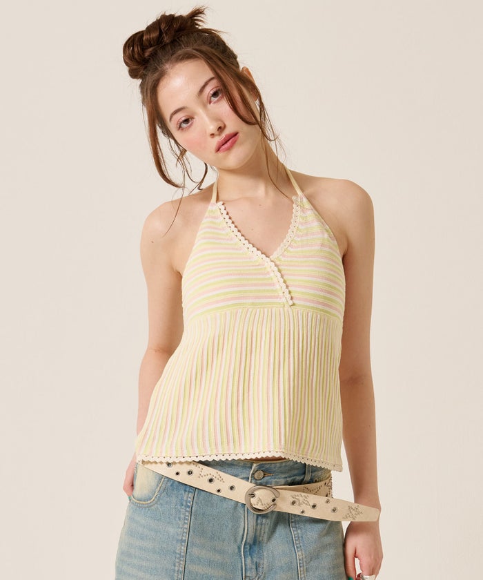 キャミ/ボーダー/ホルターネック ニット トップス TINA：JOJUN