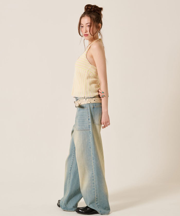 キャミ/ボーダー/ホルターネック ニット トップス TINA：JOJUN