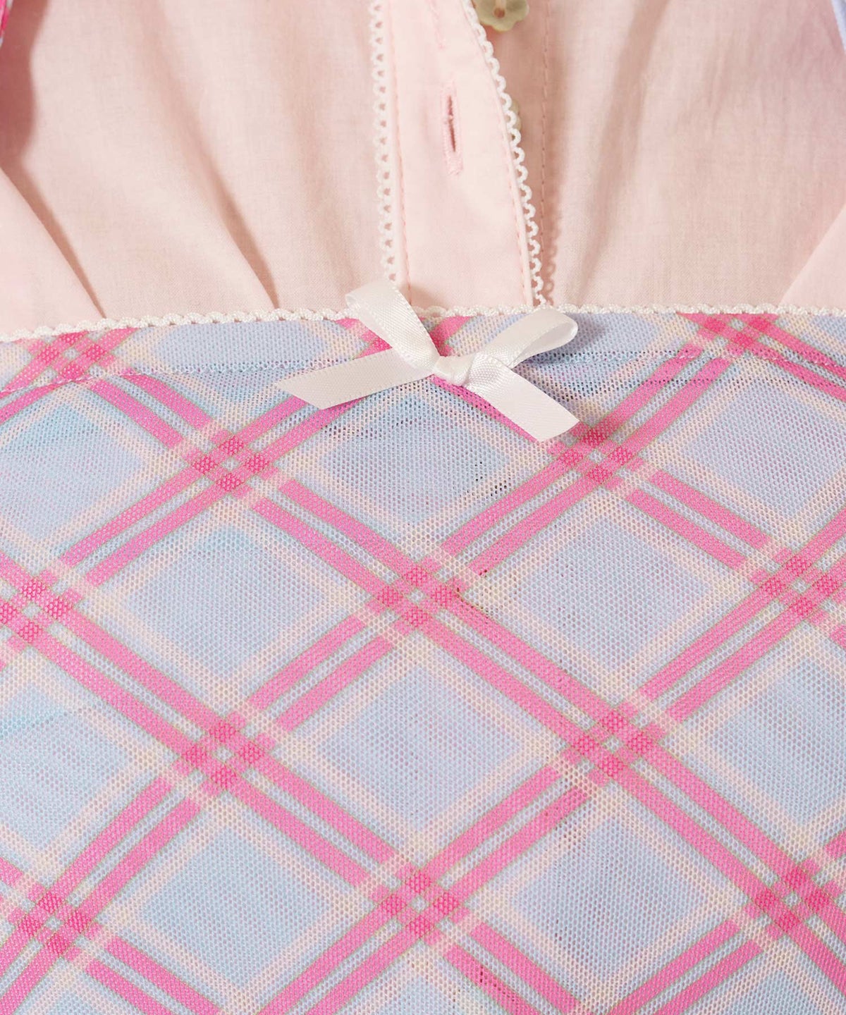 チューブトップ/チェック/スカーフ付き シャーリング チューブトップ TINA：JOJUN